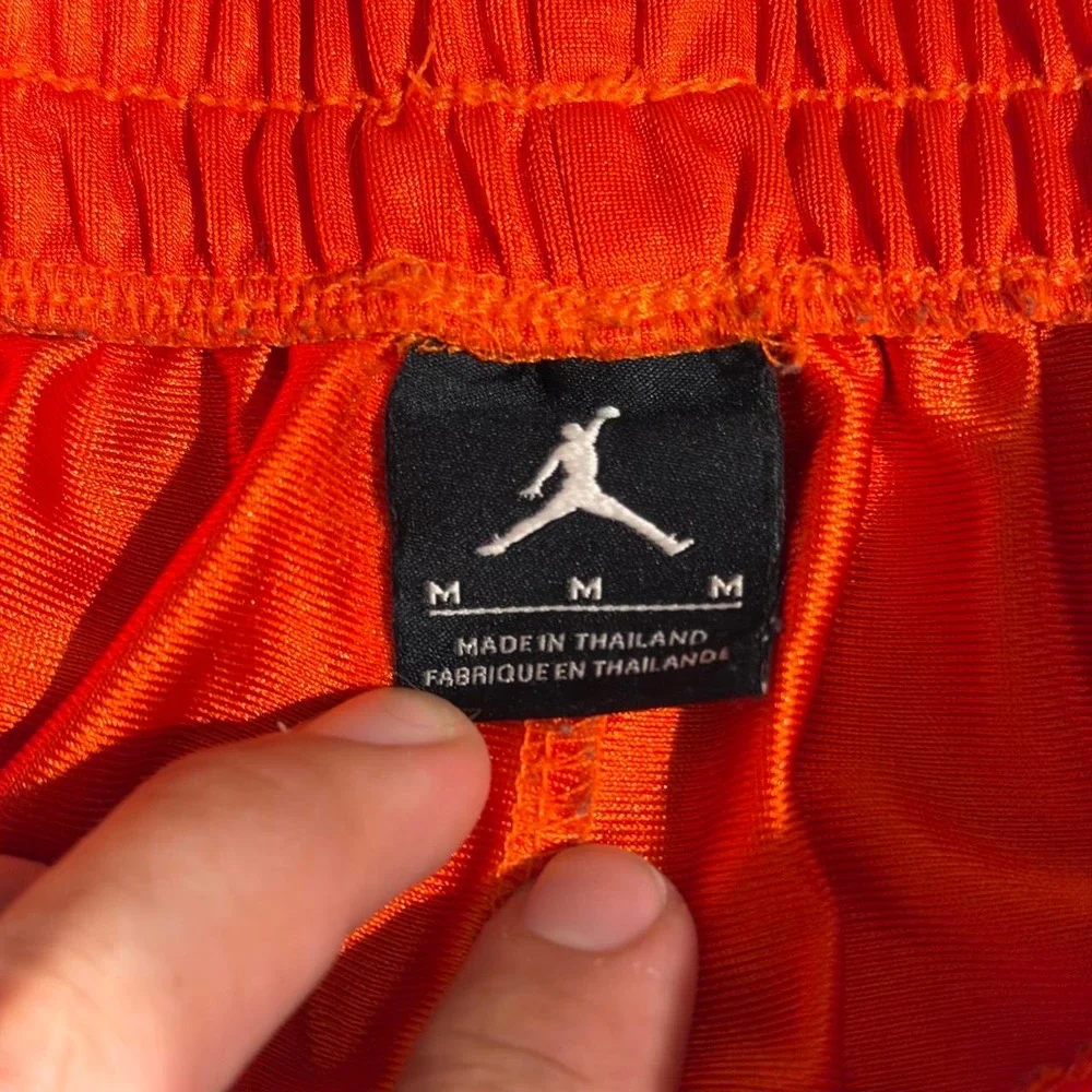 Jordan Orange Gray White Basketball Shorts Athletic Mesh Colorblock Size M